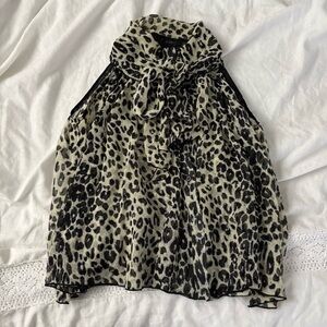 Anna Sui SMALL Halter top leopard semi sheer flowy